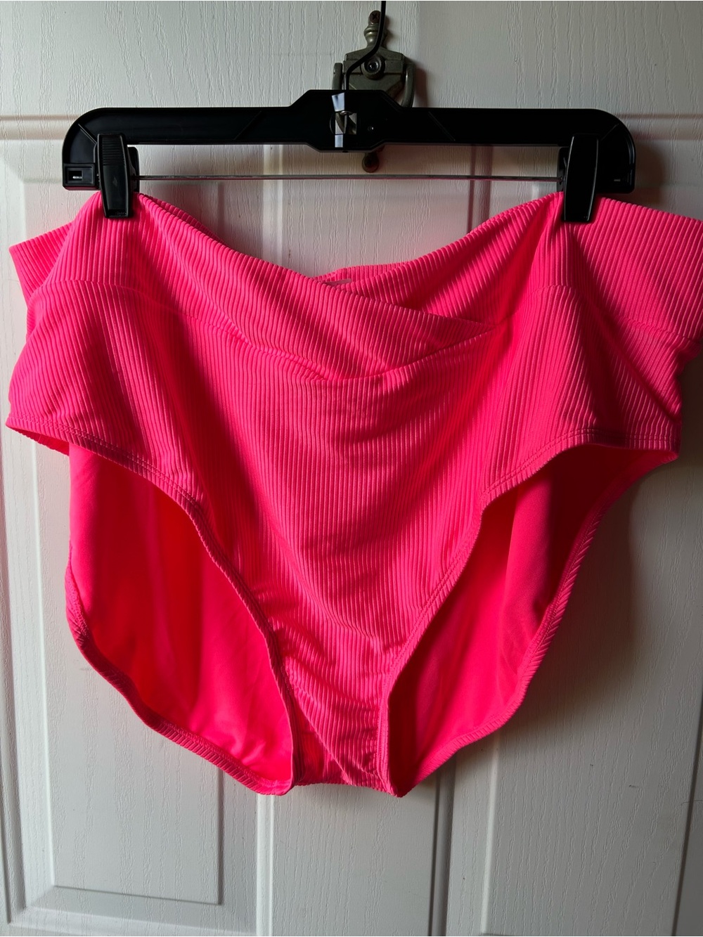 Ninety Neon Pink Ribbed Bikini Bottoms